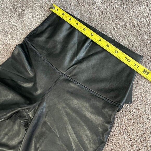 MOTO LEGGINGS FAUX LEATHER BLACK EMO HIGH RISE FREE WAISTBAND ANKLE LENGTH GOTH - Picture 6 of 13